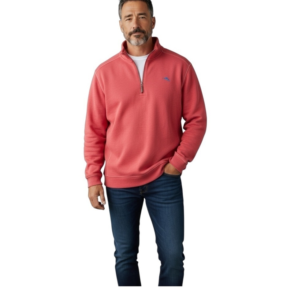 Tommy Bahama Salmon long sleeve quarter zip men’s size XXL Like New